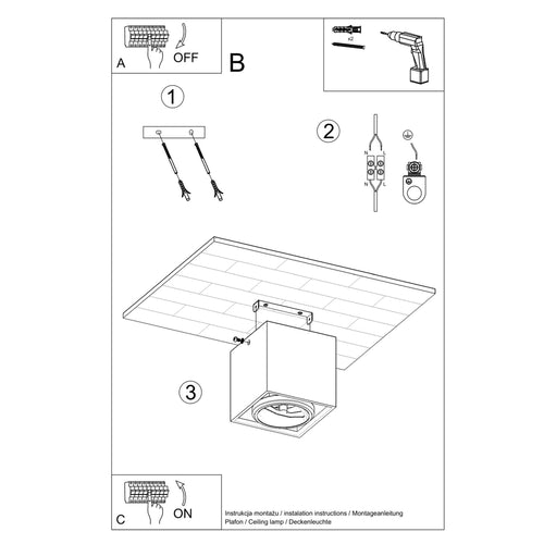 Sollux Lighting Plafondlamp VALDE beton - 14x14x14cm
