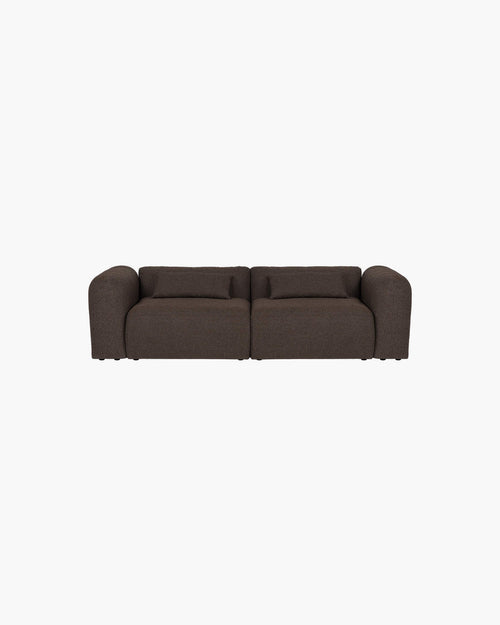 noo.ma Yaro 3-zitsbank - Chocolate Brown Bouclé, zachte zit, 263 x 99,5 x 69 cm