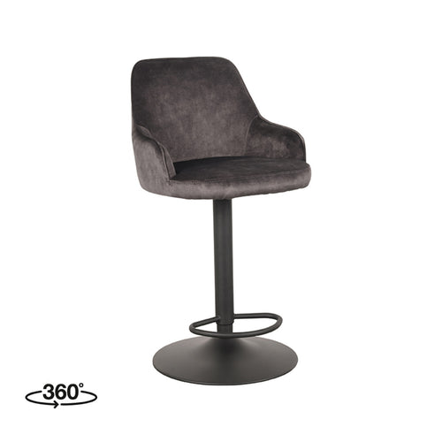 LABEL51 Barkruk Fender - Antraciet Velours - Zithoogte 64–84cm