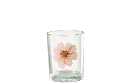 J-Line windlicht Bloem - glas - roze/mix - vtwonen shop