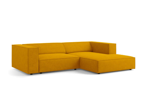 Cosmopolitan Design rechter hoekbank Arendal 3-zits, chenille met ribbeleffect, mosterd - 166x224x70cm
