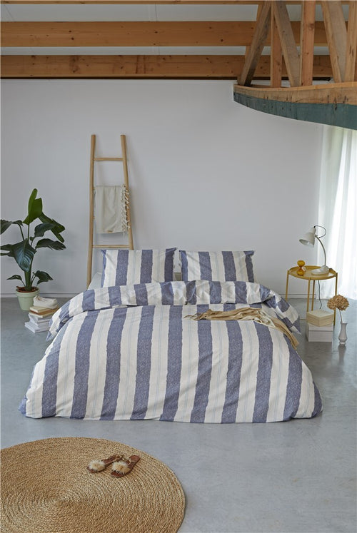 Walra - Dekbedovertrek Remade Nautic Stripes - 200x220 cm - Donker Blauw