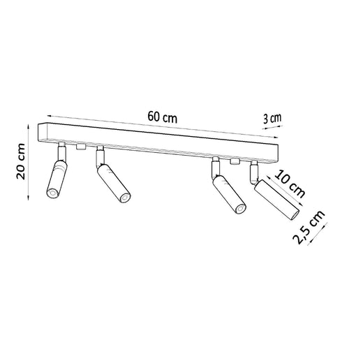 Sollux Lighting Plafondlamp EYETECH 4 wit - 60x3x20cm