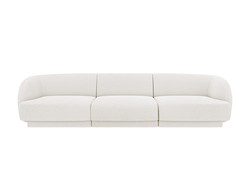 Micadoni - Bank "Miley" 3 zitplaatsen, boucle wit - 90x255x70cm