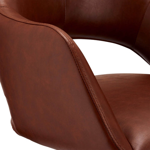 Furnhouse eetkamerstoelen armleuning Luna - Cognacbruin - Kunstleer - Set van 4