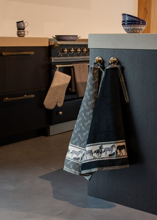 Luxe Keukendoek en Theedoek Paard Zwart GOTS -  Bunzlau Castle - 100% biologisch GOTS katoen