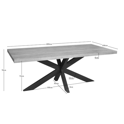 Starfurn Eettafel Dakota - Rechthoekig Naturel Hout - 200x100x76cm