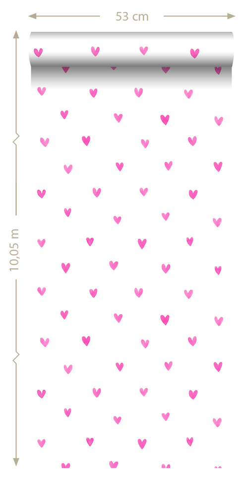 ESTAhome behang hartjes fuchsia roze - 53 cm x 10.05 m - 138866 - vtwonen shop