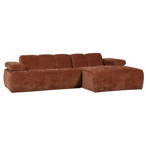 WOOOD chaise longue rechts Mojo - Geweven Ribstof - Roestbruin - vtwonen shop