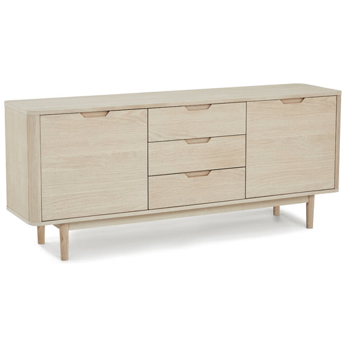 Furnhouse 3-deurs dressoir Nyborg - Witte olie - MDF, Eikenfineer - 45x180x75