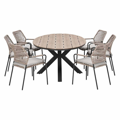 Garden Impressions Tuinset Natas sand 7-delig - Tulli tuintafel ovaal 220x115 cm