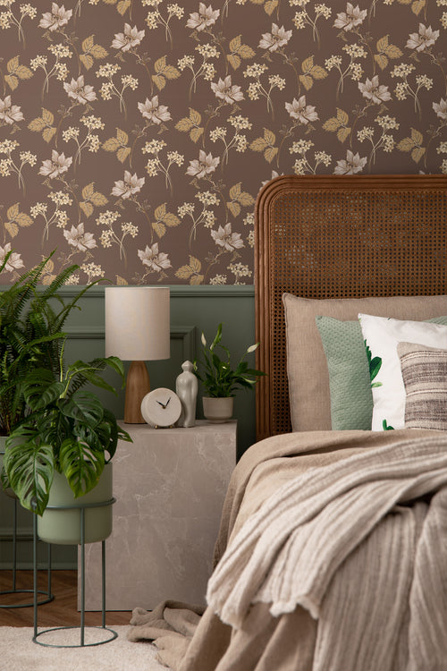 Borastapeter behang bloemen bruin - 53 cm x 10.05 m - 660837 - vtwonen shop