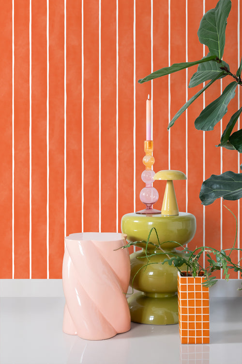 ESTAhome behang strepen oranje en wit - 50 x 900 cm - 131311 - vtwonen shop