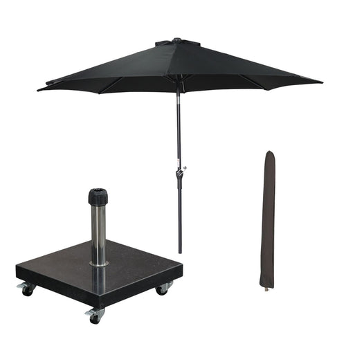 Garden Impressions stokparasol Lotus zwart Ø300 cm met Eureka voet en hoes