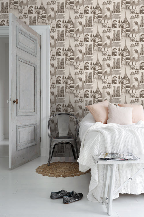 ESTAhome behang Parijs sepia bruin - 53 cm x 10.05 m - 138148