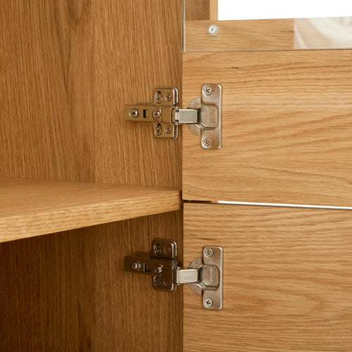 Furnhouse vitrinekast Nyborg - Natuurlijk eikenhout - MDF, Eikenfineer, Glas - 45x123x146