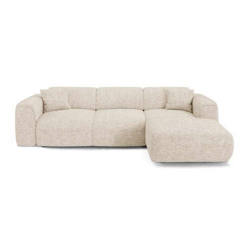 Sia Home - Hoekbanken YUMA - Fluweel met structuur - Beige - 283cm - vtwonen shop