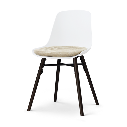 Nolon Nena-Liv eetkamerstoel wit met nougatbruin zitkussen - zwart houten onderstel