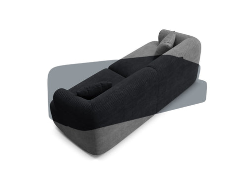 Cosmopolitan Design Modulaire bank Campi 3-zits, ribfluwelen zwart - 90x220x70cm