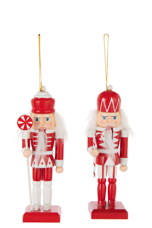 J-Line hanger Notenkraker - hout - rood/wit - 2 stuks
