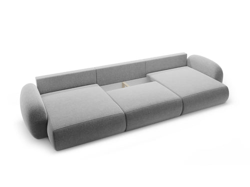 Cosmopolitan Design Converteerbare panoramische bank met opbergdoos Tonale 5-zits, chenille lichtgrijs - 149x362x88cm