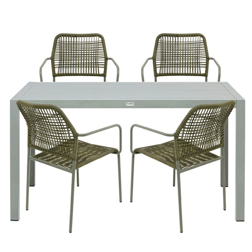 Kare Design Tuinmeubilair Madagascar tafel en 4 stoelen groen - vtwonen shop