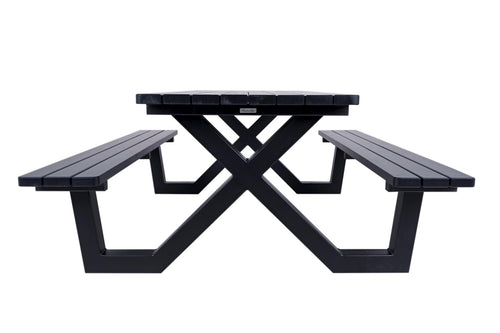 MaximaVida picknicktafel New York 200 cm blackwash - metalen onderstel - vtwonen shop