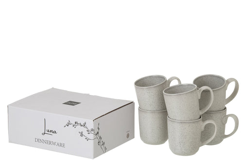 J-Line kopje Luna - keramiek - lichtgrijs - 2 stuks