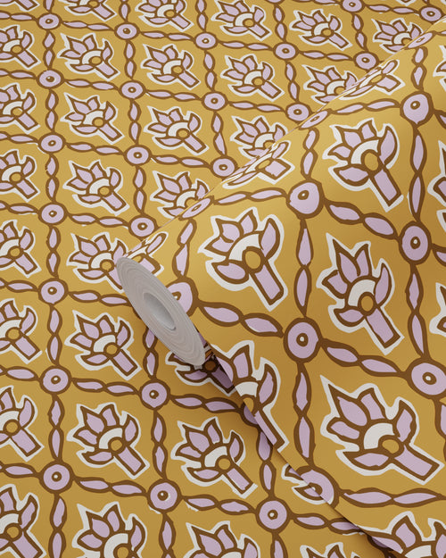 ESTAhome behang vintage bloemen bruin en lila paars - 50 x 900 cm - 131541 - vtwonen shop