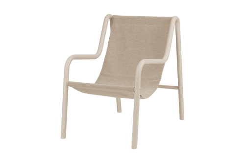 noo.ma Nokk Armchair outdoor loungestoel - Piazza Beige, waterdichte sling-zitting, stalen buizenframe
