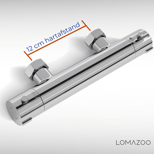 LOMAZOO thermostatische douchekraan - met temperatuurbegrenzer 38°C - chroom - h.o.h. 12 cm