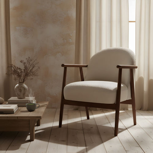 DÉJA Living Fauteuil Skövde - Beige Stof/Walnoot - 65x72x81cm - vtwonen shop