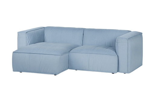 noo.ma Lobi 3-zits hoekbank in babyblauw corduroy, 243 x 120 x 73,5 cm