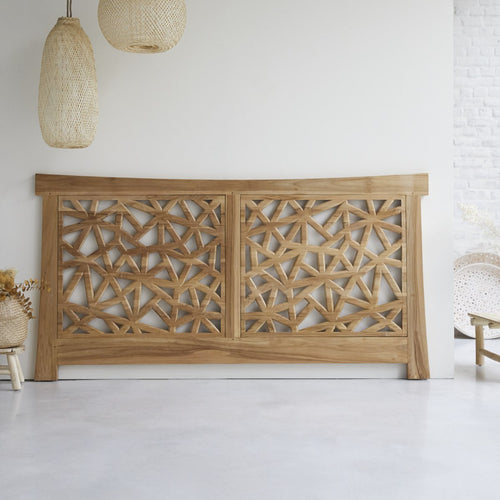 Tikamoon Gentong - Hoofdbord van massief teakhout 210 cm - Naturel - vtwonen shop