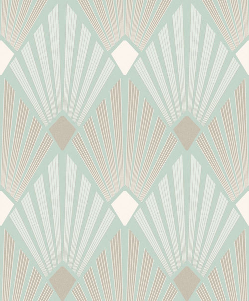 Masureel behang art deco motief groen - 53 cm x 10.05 m - 630586 - vtwonen shop