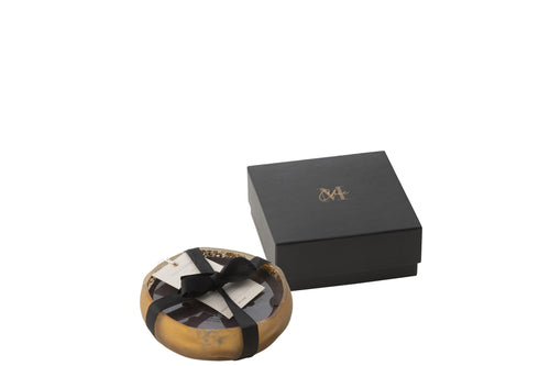 J-Line geurkaars M-Chic - Oud & Amber - glas - goud/zwart - small - 15U