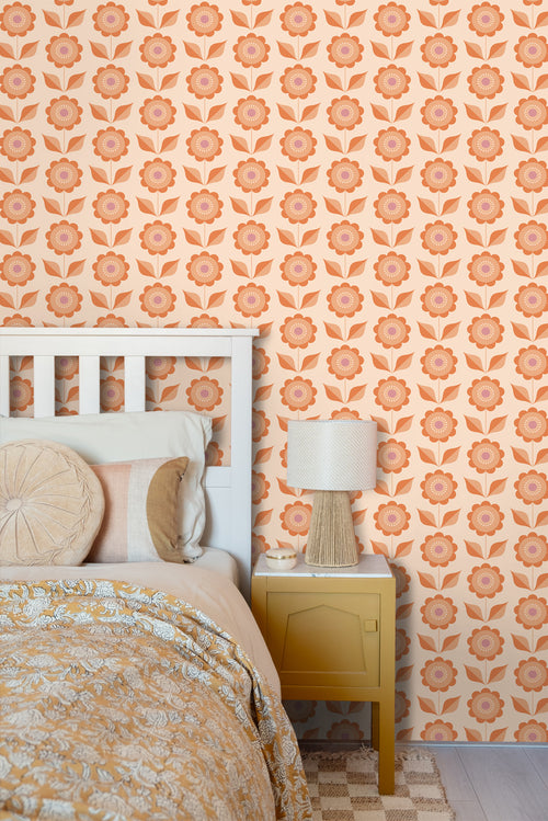 ESTAhome behang bloemen oranje - 50 x 900 cm - 130977 - vtwonen shop