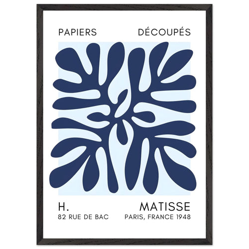 Artfulprints Poster met Lijst Matisse - Deep ocean navy blue I   - 50x70 cm - Blauw