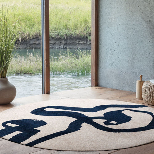 Louis De Poortere vloerkleed Sea Ink - blauw - 140x140cm - vtwonen shop