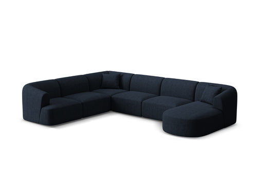 Cosmopolitan Design Modulaire panoramische hoekbank links Campi 7-zits, structurele stof koningsblauw - 255x330x70cm