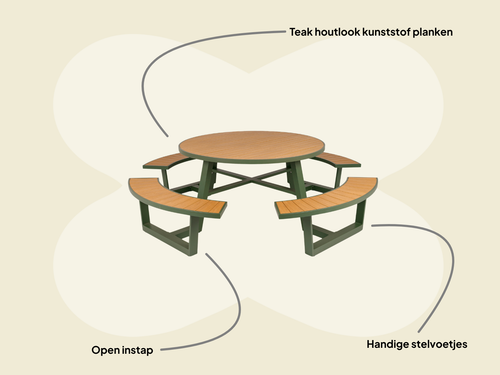 MaximaVida ronde aluminium picknicktafel Bermuda Ø 250 cm olijfgroen