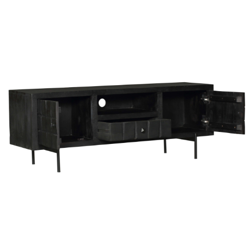 StarFurn Tv-Meubel Brandy - Zwart Mangohout - 150x40x55cm