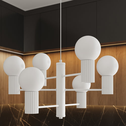 Sollux Lighting Kroonluchter HALO 6 wit - 64x64x230cm