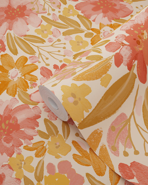 ESTAhome behang bloemen roze en groen - 50 x 900 cm - 132195