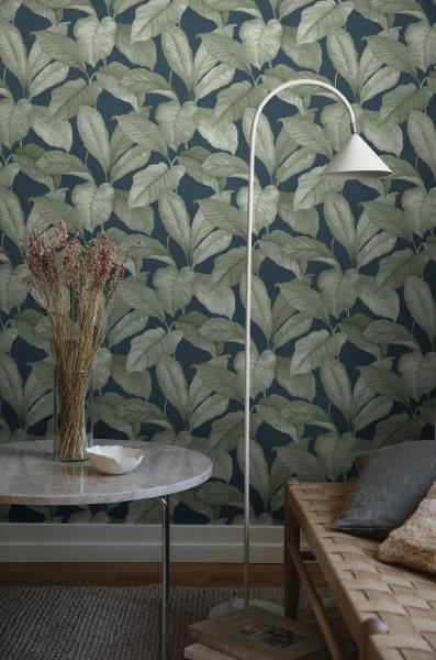 Borastapeter behang bladeren vergrijsd blauw - 53 cm x 10.05 m - 660529 - vtwonen shop