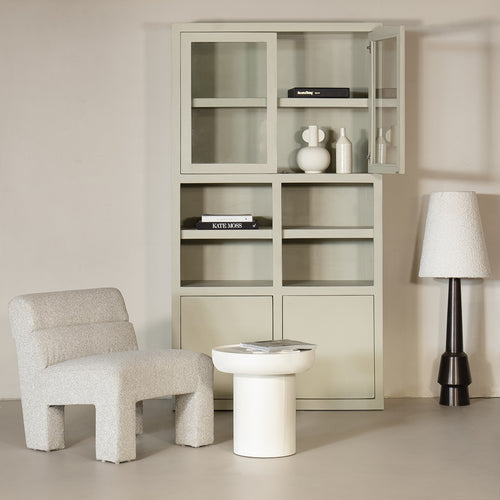 Giga Meubel Kast Xander - Beige Mangohout/Glas - 120x45x220cm