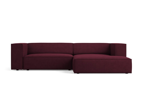 Cosmopolitan Design rechter hoekbank Arendal 3-zits, chenille met ribbeleffect, robijn - 166x224x70cm