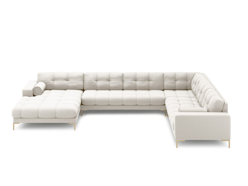 Cosmopolitan Design Panoramische hoekbank rechts Bali 7-zits, structurele stof, lichtbeige - 256x327x75cm