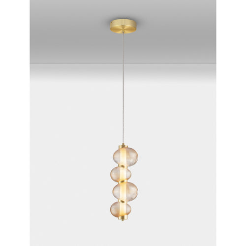 Nova Luce LEDA Geïntegreerde LED-hanglamp voor plafond, amberkleurig, glanzend goudkleurig, Triac dimbare LED, 15W, 900lm, 3000K