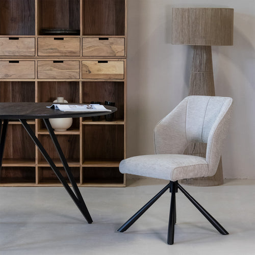 Giga Meubel Eetkamerstoel Mara - Stof - Beige - Set van 2